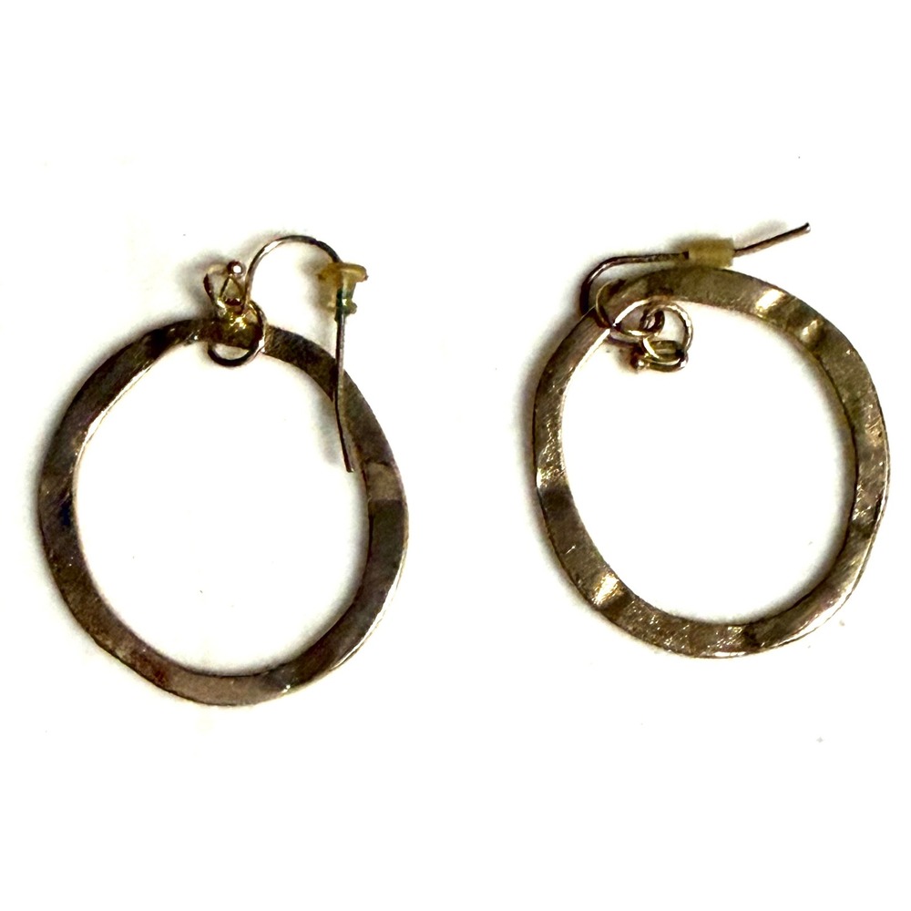 Hammered Gold Oval Hoop Earrings‎